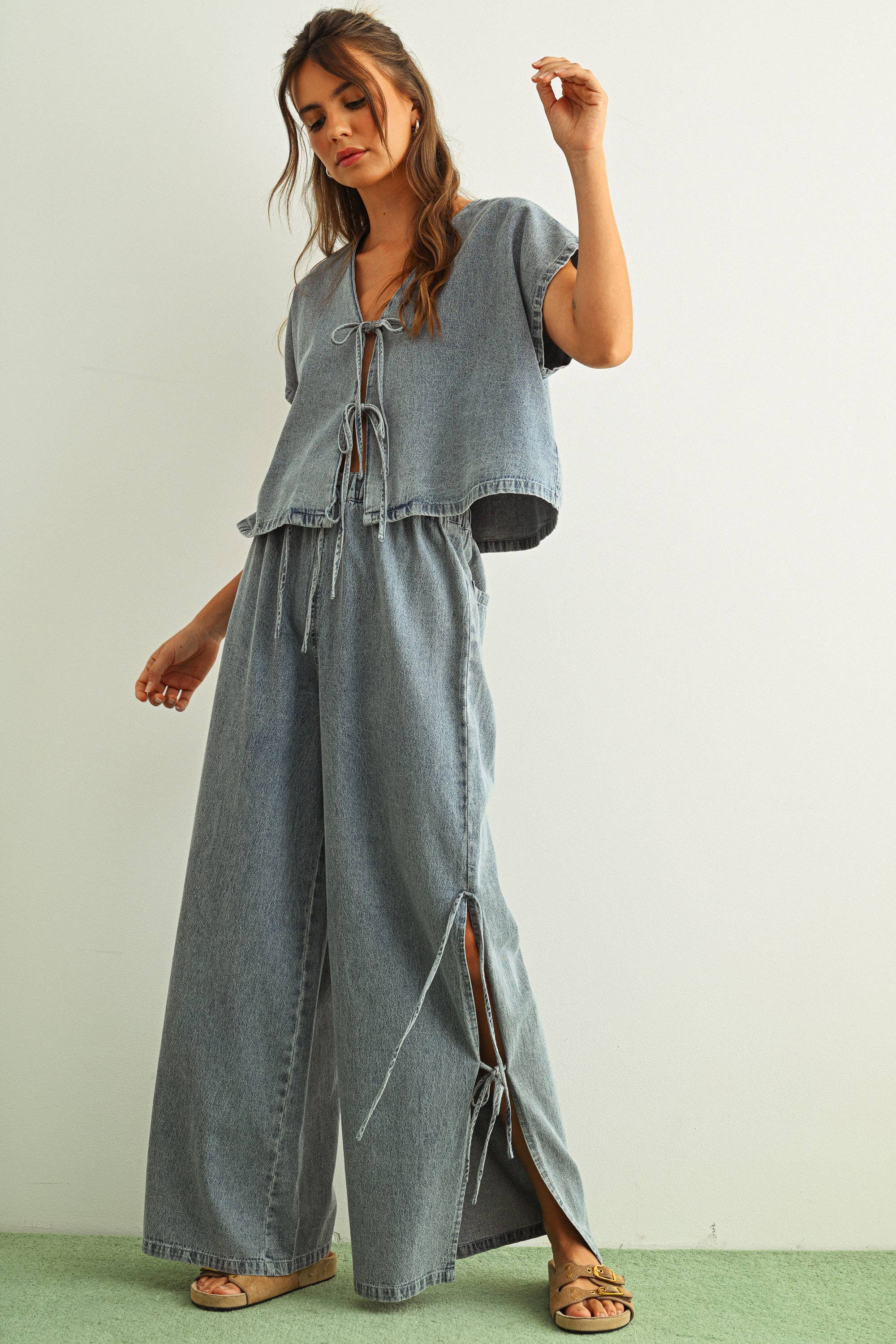 The Marlowe Side-Tie Denim Pant