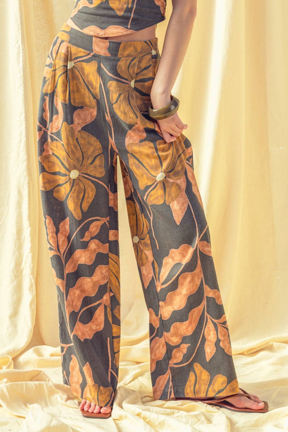The Solara Printed Linen Trouser