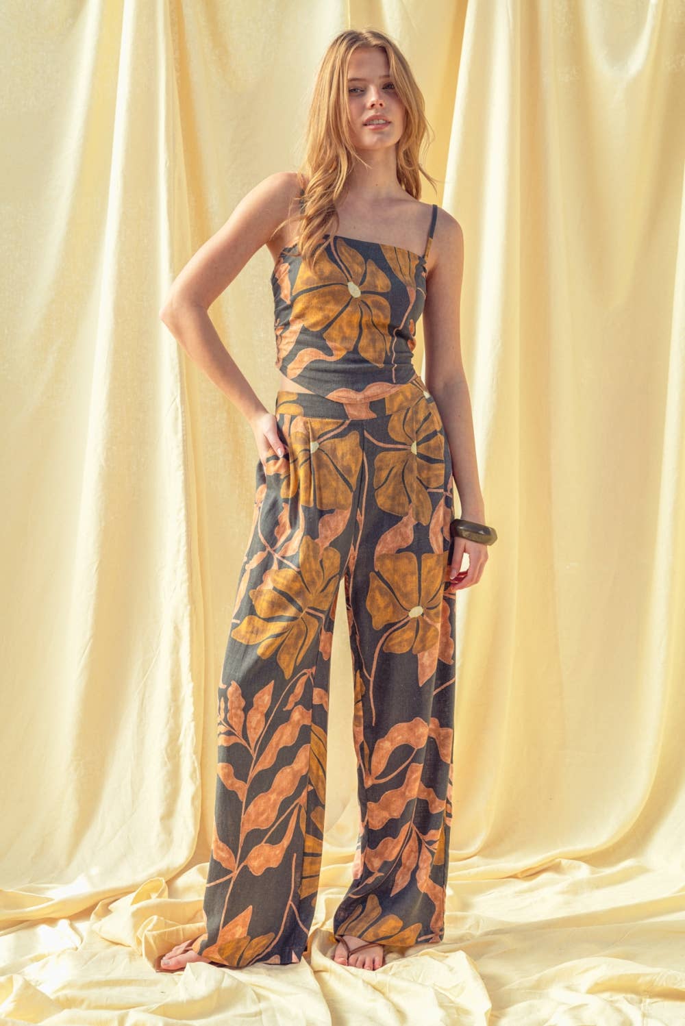 The Solara Printed Linen Trouser