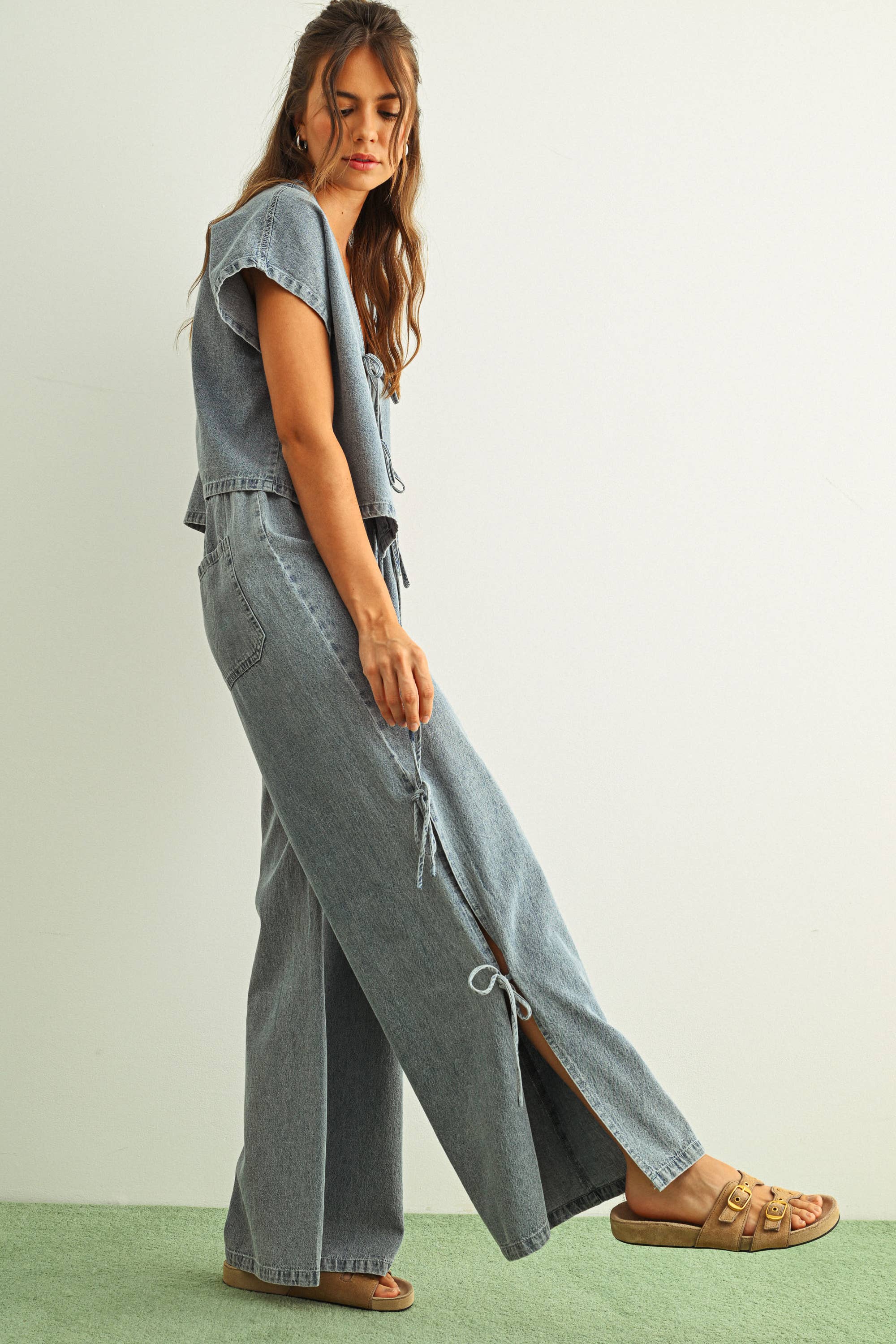 The Marlowe Side-Tie Denim Pant