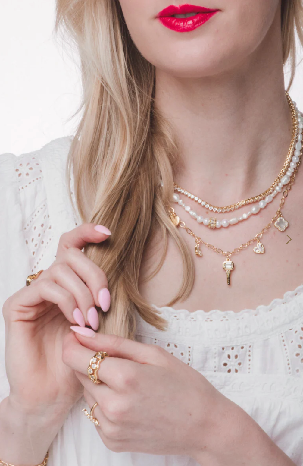 Key Hearts Charm Necklace