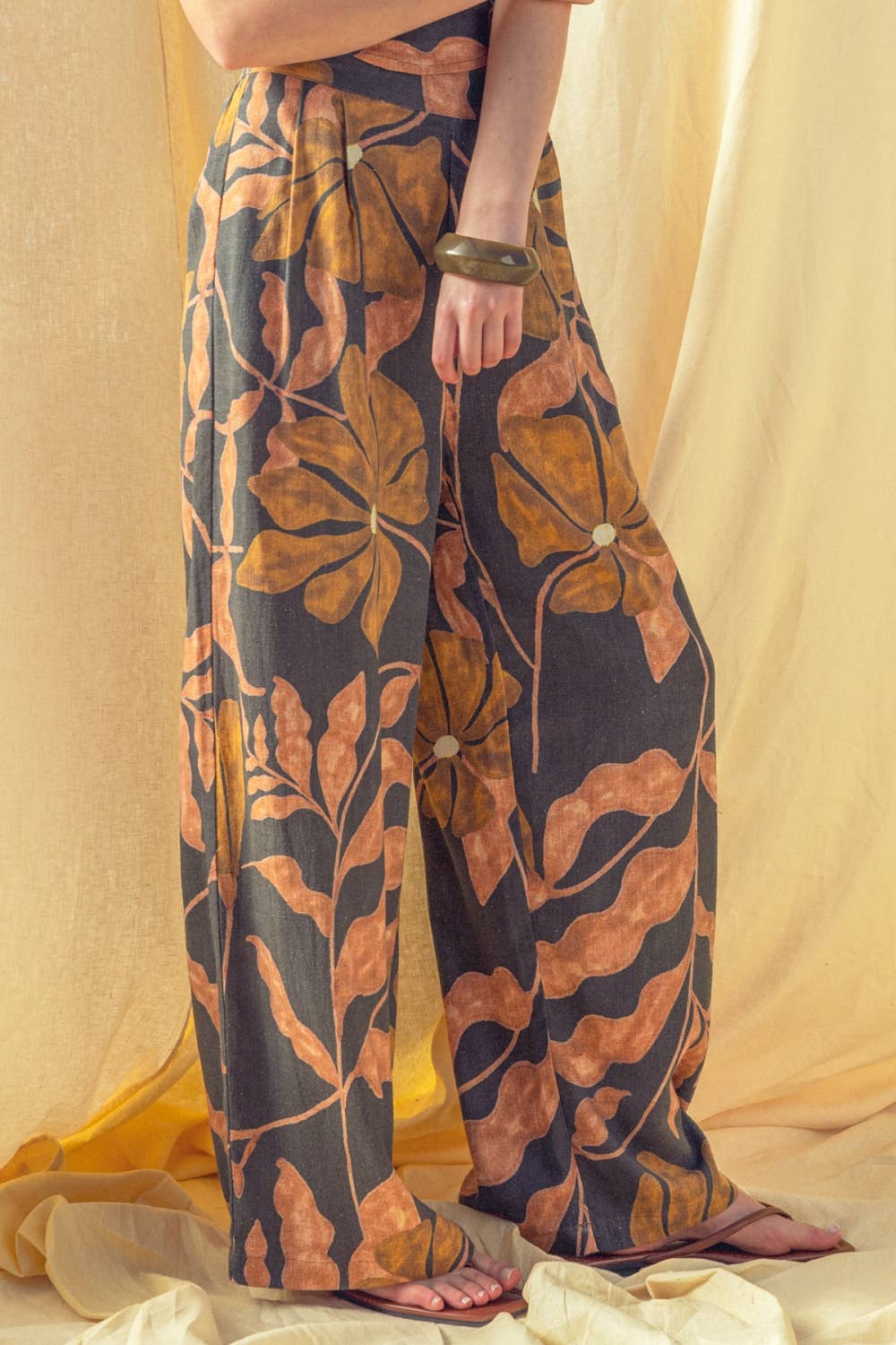 The Solara Printed Linen Trouser